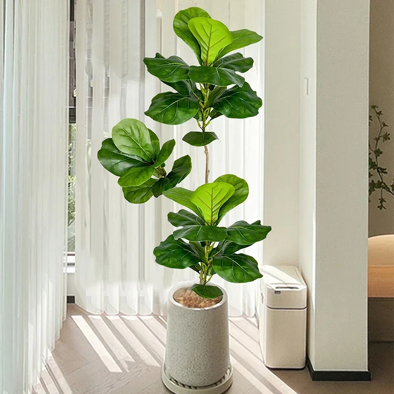 Rubber Plant Ficus - ต้นไทรประดิษฐ์ขนาดใหญ่ 2-4.9 ฟุต ต้นยางปลอม ใบพลาสติก สำหรับตกแต่งบ้าน