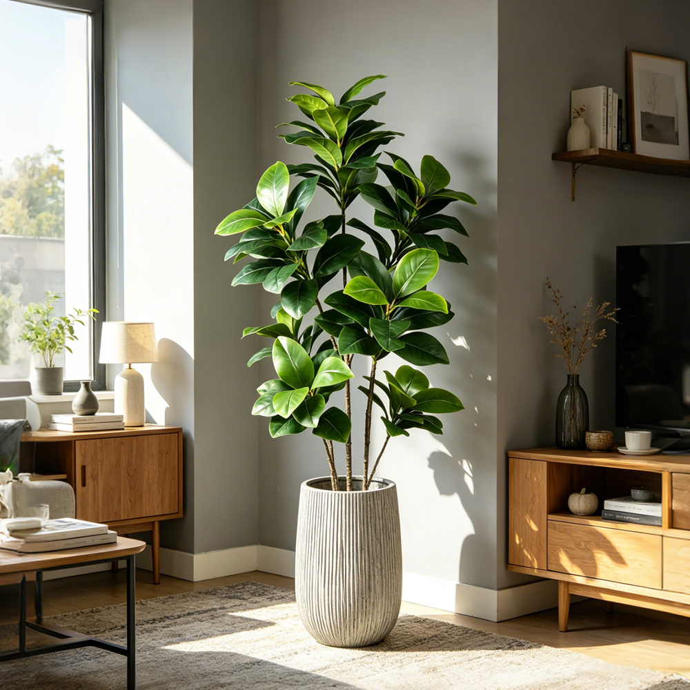 Rubber Plant Ficus - ต้นไทรประดิษฐ์ขนาดใหญ่ 74-140 ซม. ต้นมะเดื่อเขตร้อน ต้นไทรพลาสติก ต้นยางปลอม