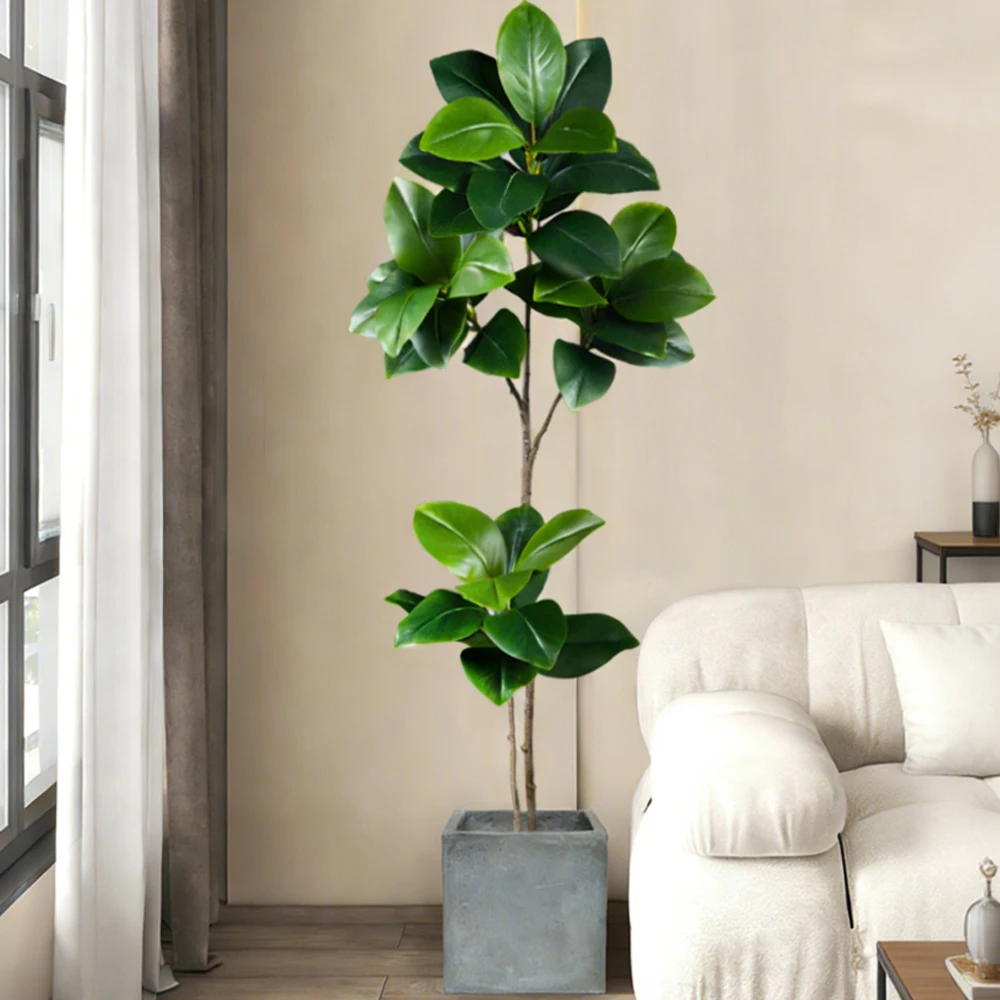 Rubber Plant Ficus - ต้นไม้ยางพาราปลอมขนาด 2-4.5 ฟุต ต้นไทรปลอม ต้นฟิคัสปลอม ใบไทรพลาสติก